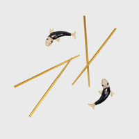 Enamel Koi Chopstick Rests and Chopsticks (Set of 4)