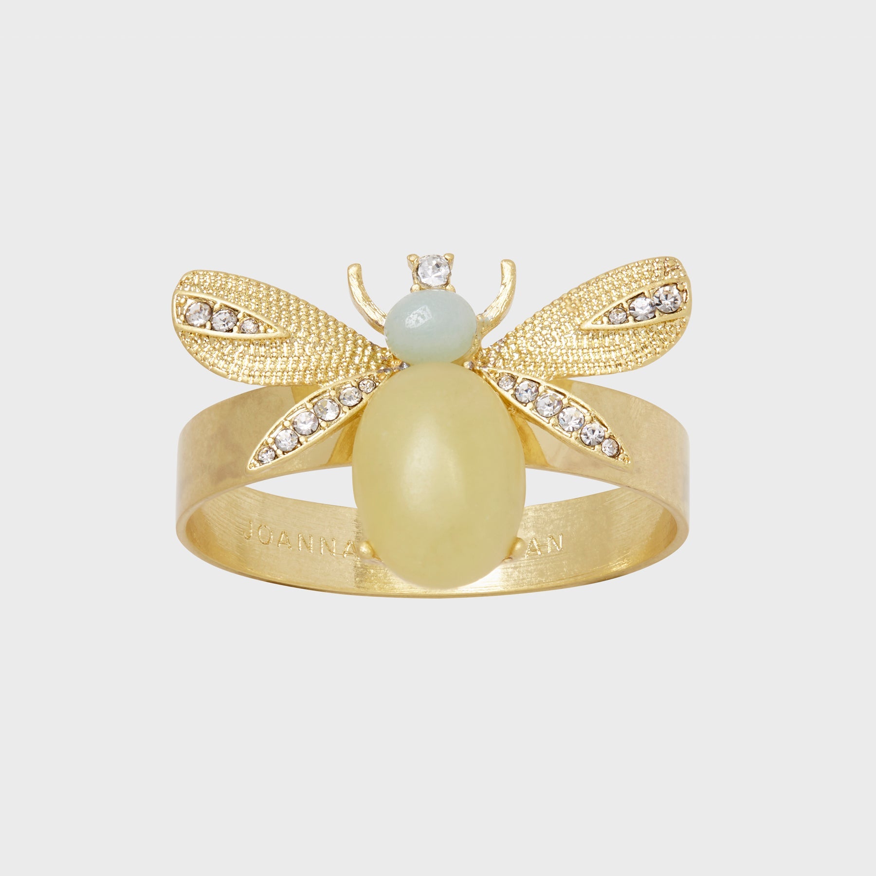 Etched Wing Bug Skinny Napkin Rings - Lemon Jasper (Set of 4)