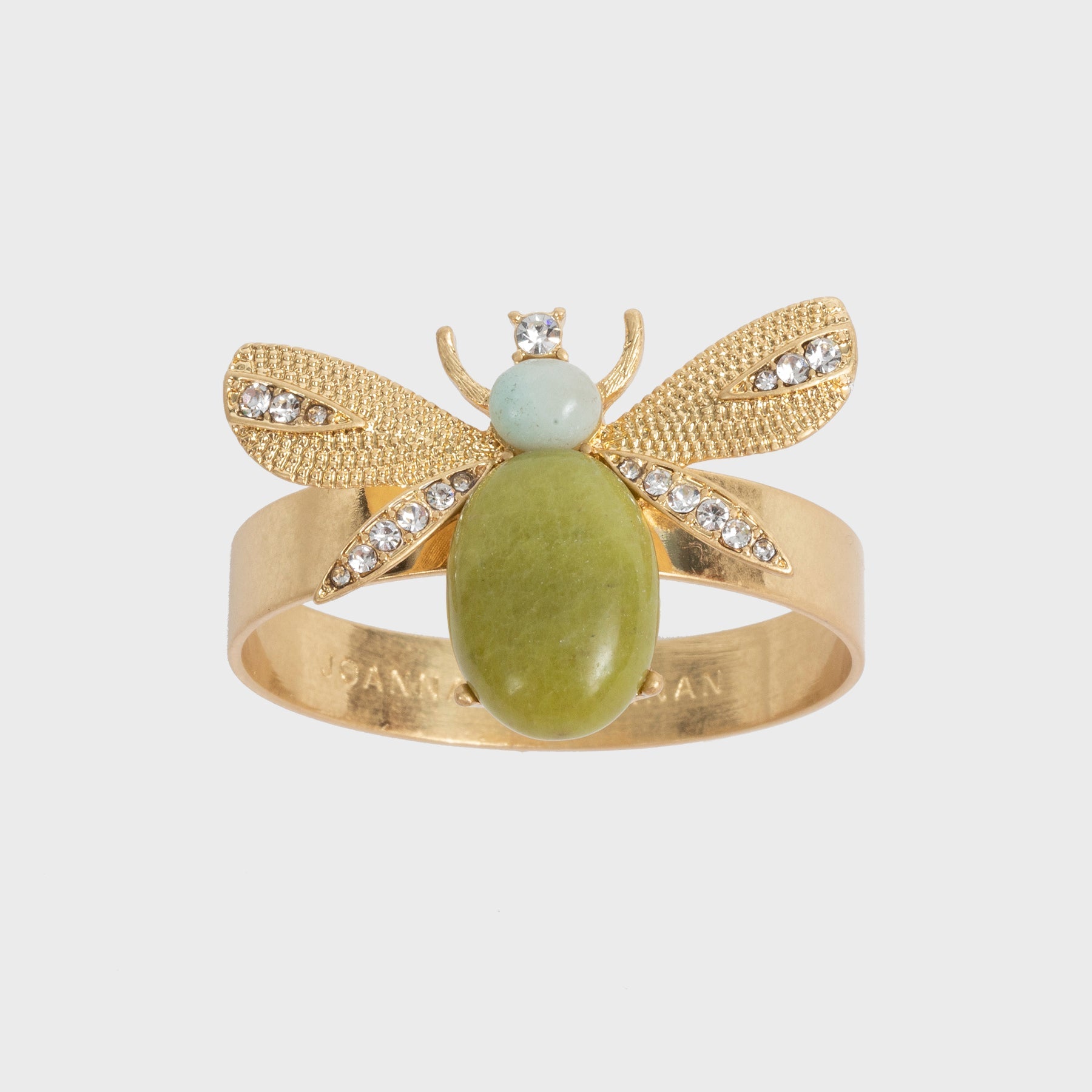 Etched Wing Bug Skinny Napkin Rings - Lemon Jasper (Set of 4)