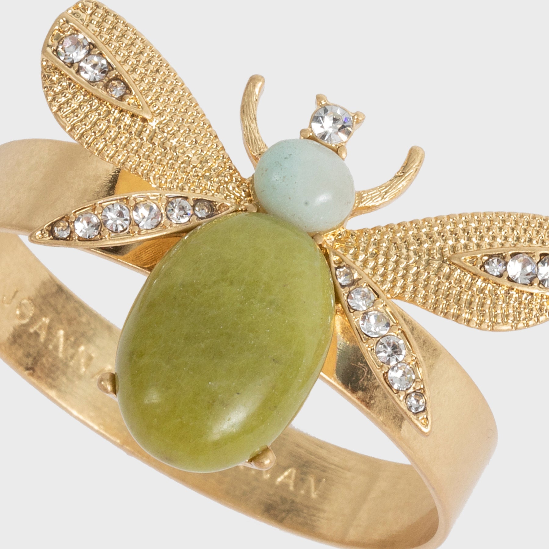 Etched Wing Bug Skinny Napkin Rings - Lemon Jasper (Set of 4)