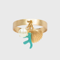 Coral and Shell Skinny Napkin Rings - Turquoise (Set of 4)