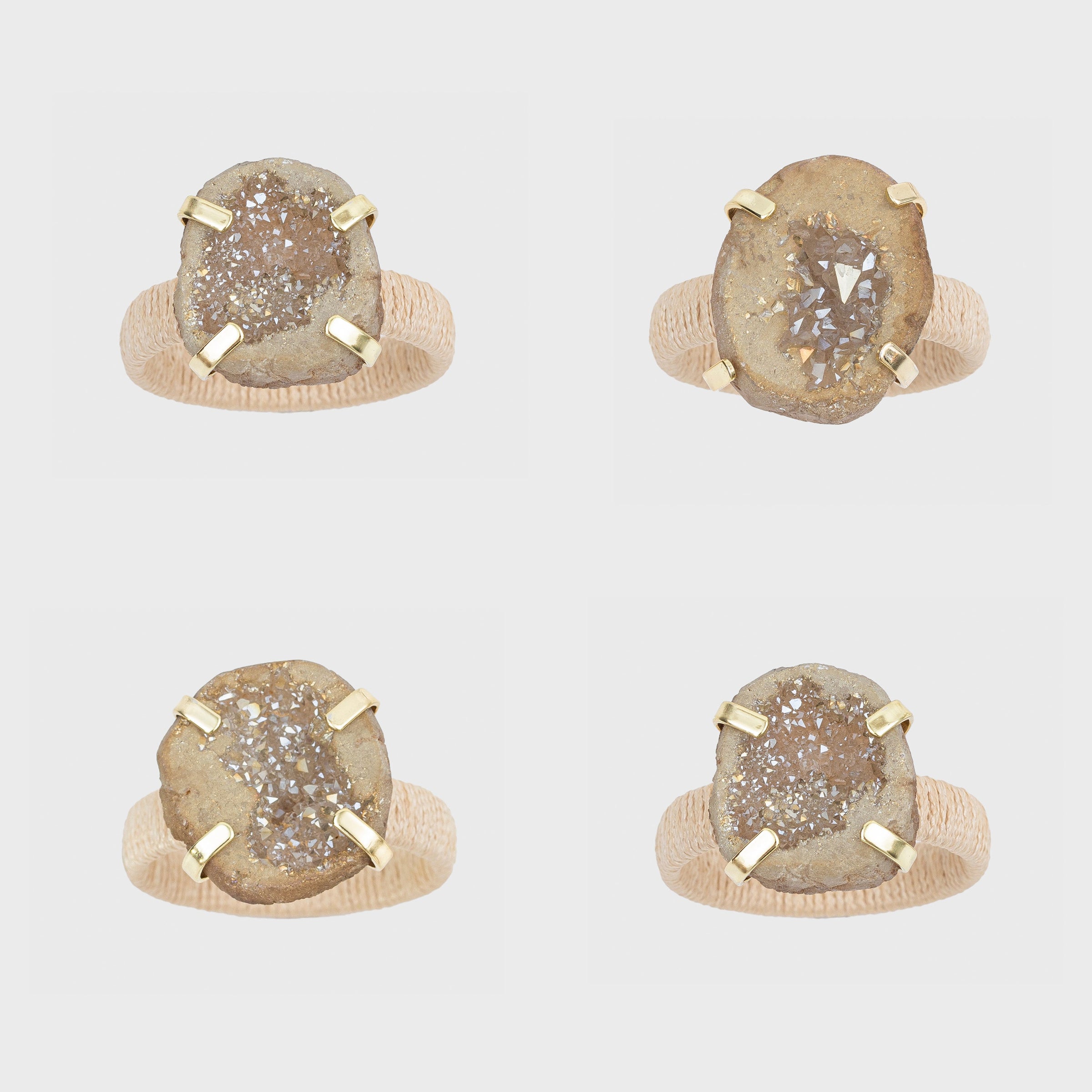 Rustic Druzy Napkin Rings - Natural (Set of 4)