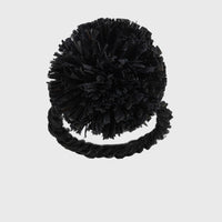 Straw Pompom Napkin Rings - Black (Set of 4)