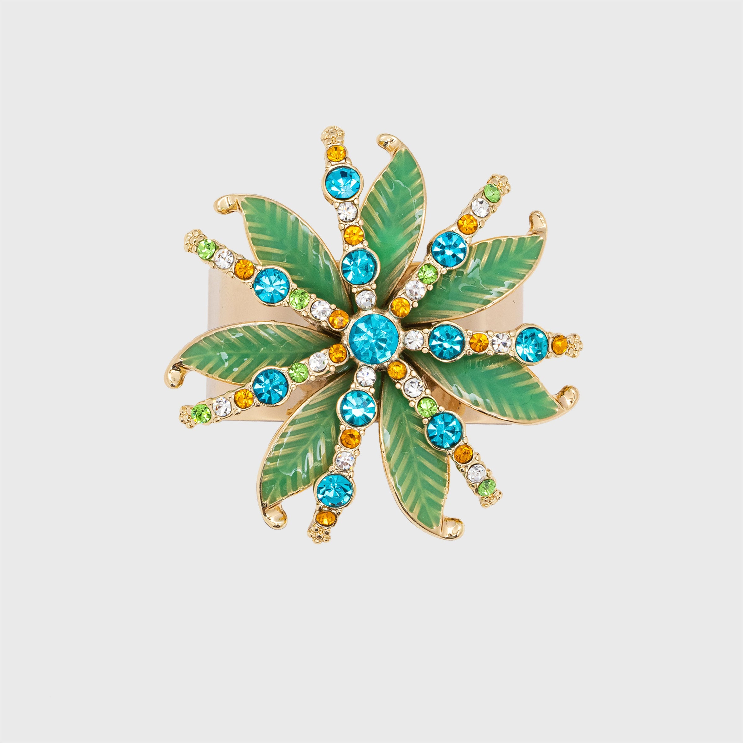 Deco Palm Napkin Rings - Green (Set of 4)