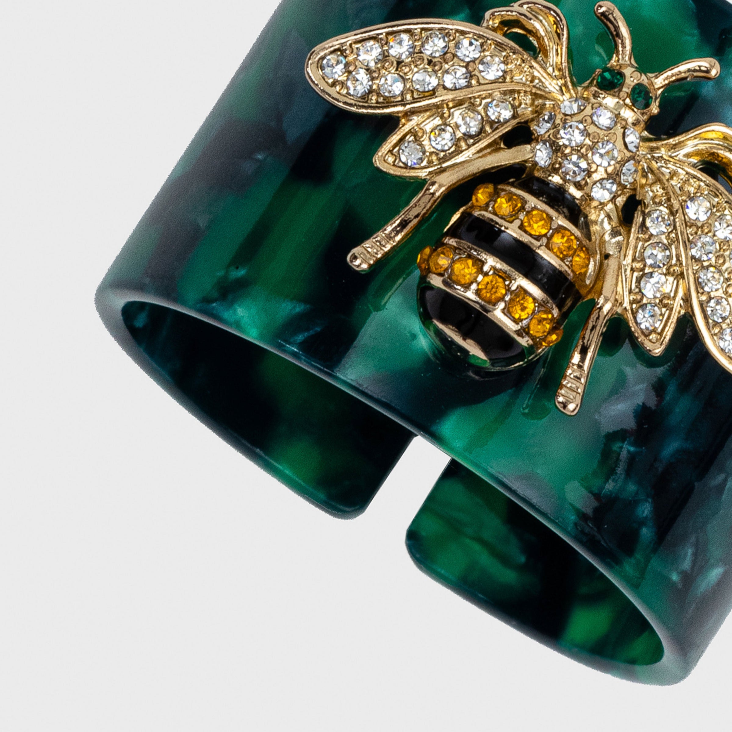 Stripey Bee Resin Napkin Rings - Green Tortoiseshell (Set of 4)