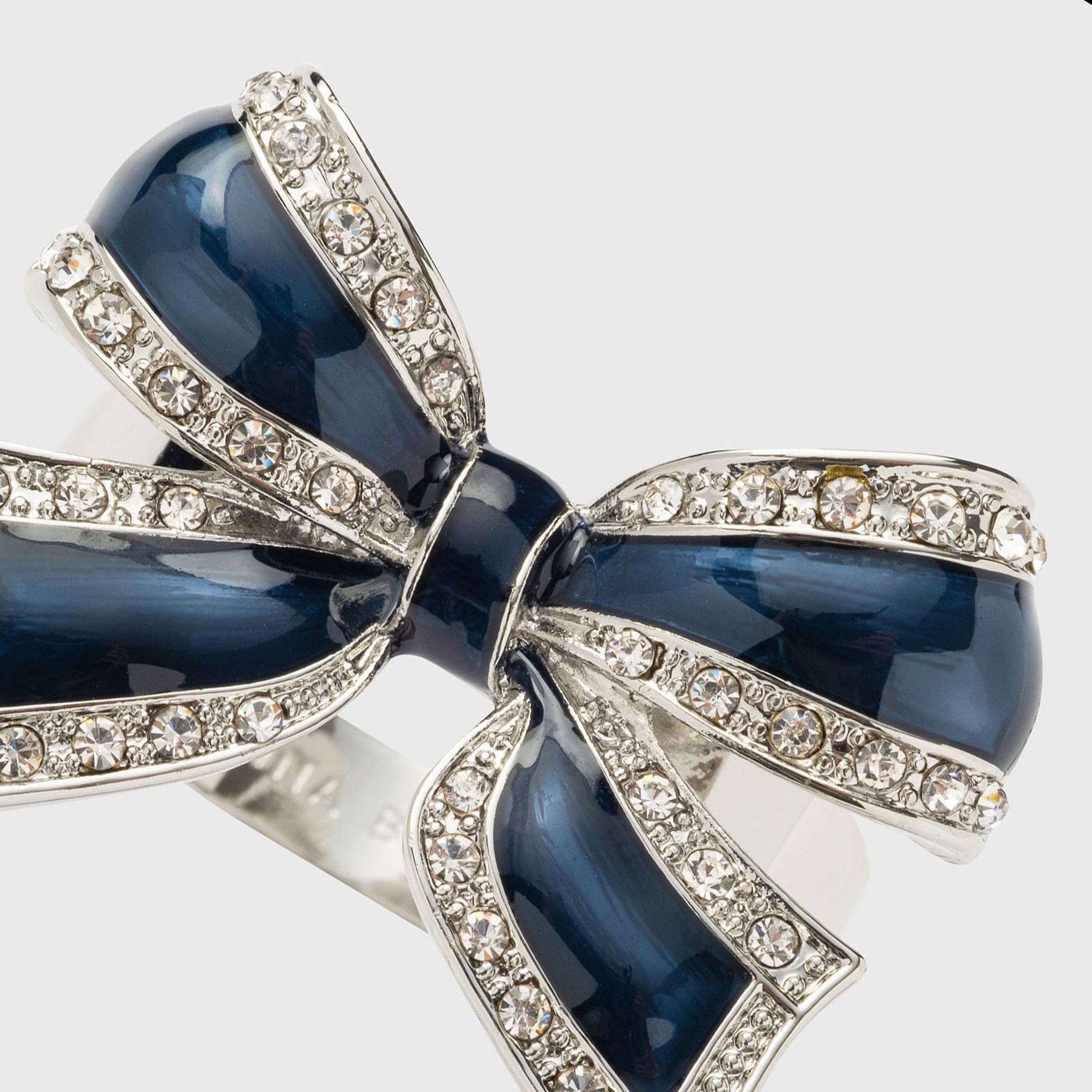 Enamel Bow Skinny Napkin Rings - Navy (Set of 4)