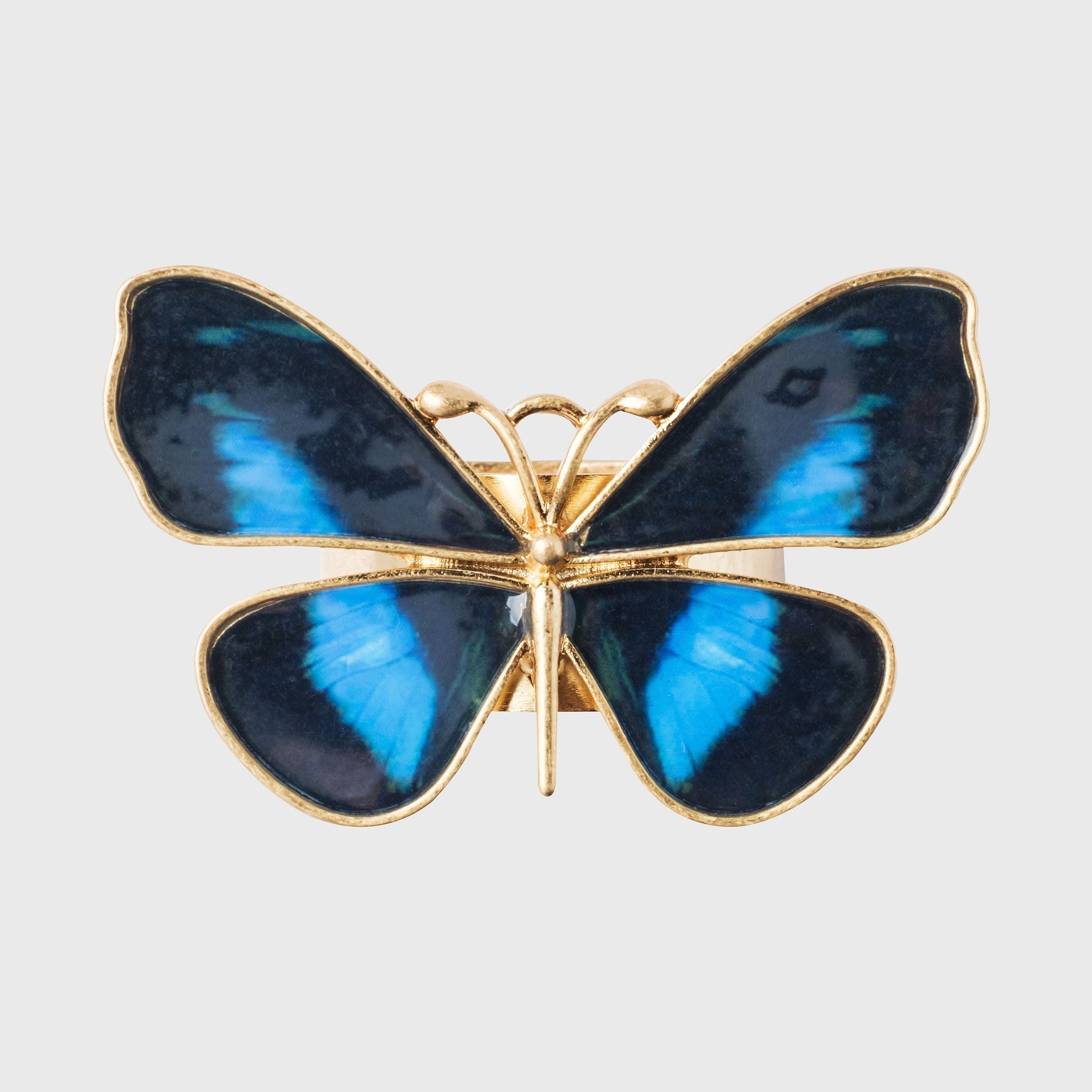 Painterly Butterfly Napkin Rings - Blue (Set of 4)