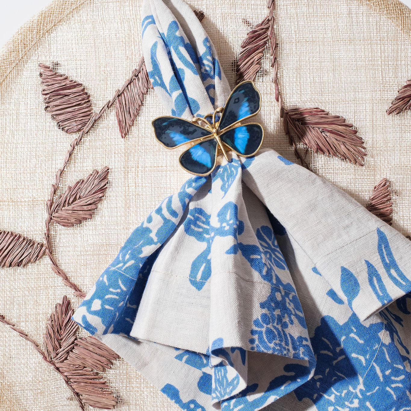 Garden Print Napkin - Blue (Set of 2)