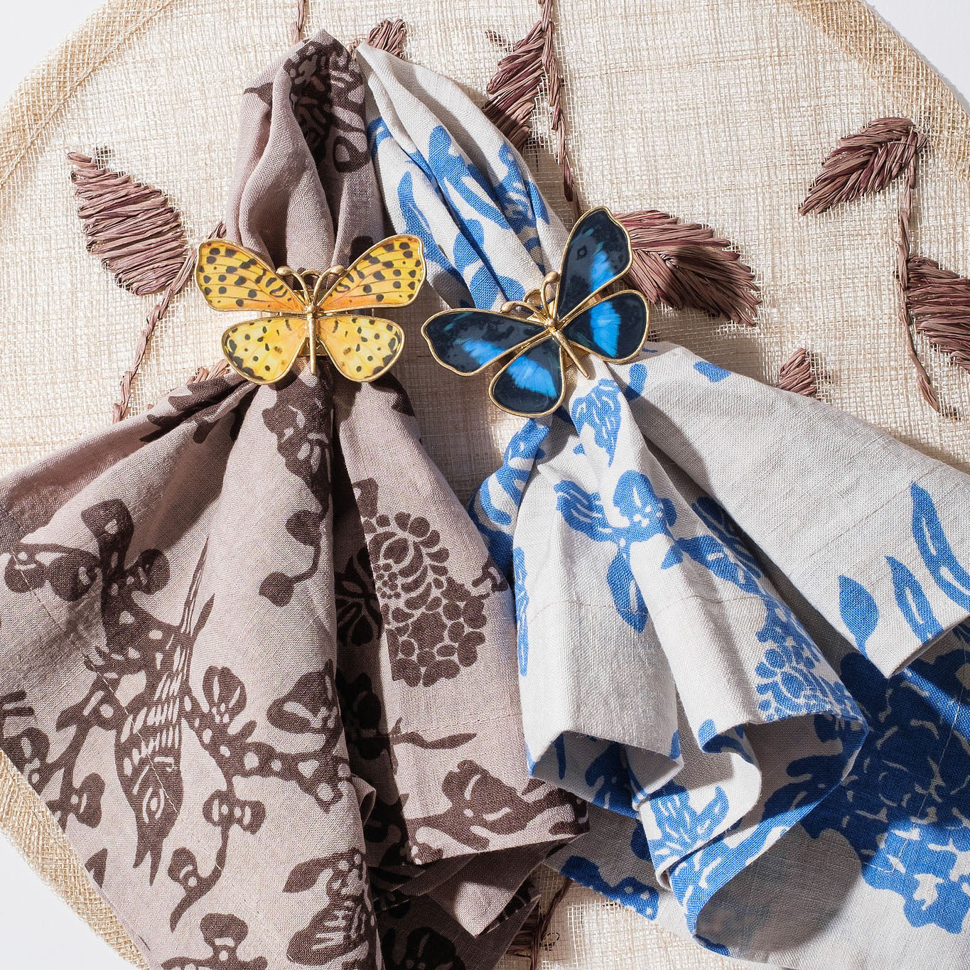 Painterly Butterfly Napkin Rings - Yellow (Set of 4)