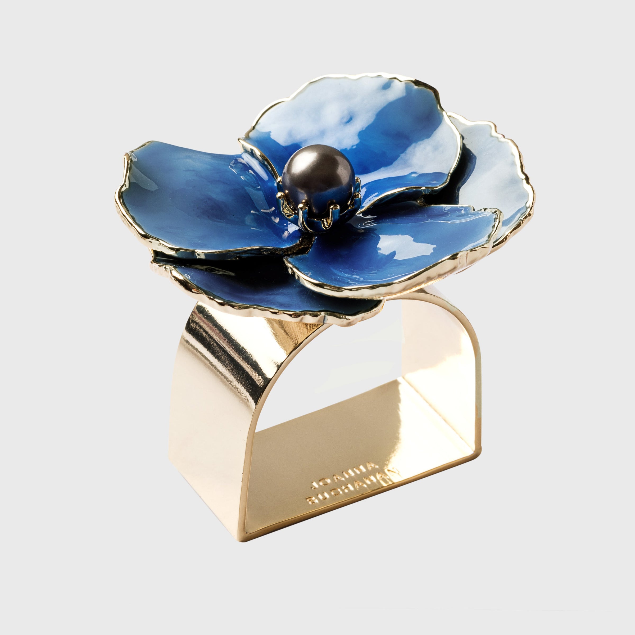 Enamel Flower Napkin Rings - Blue (Set of 4)