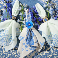 Stripey Bee Resin Napkin Rings - Blue Tortoiseshell (Set of 4)