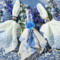 Enamel Flower Napkin Rings - Blue (Set of 4)
