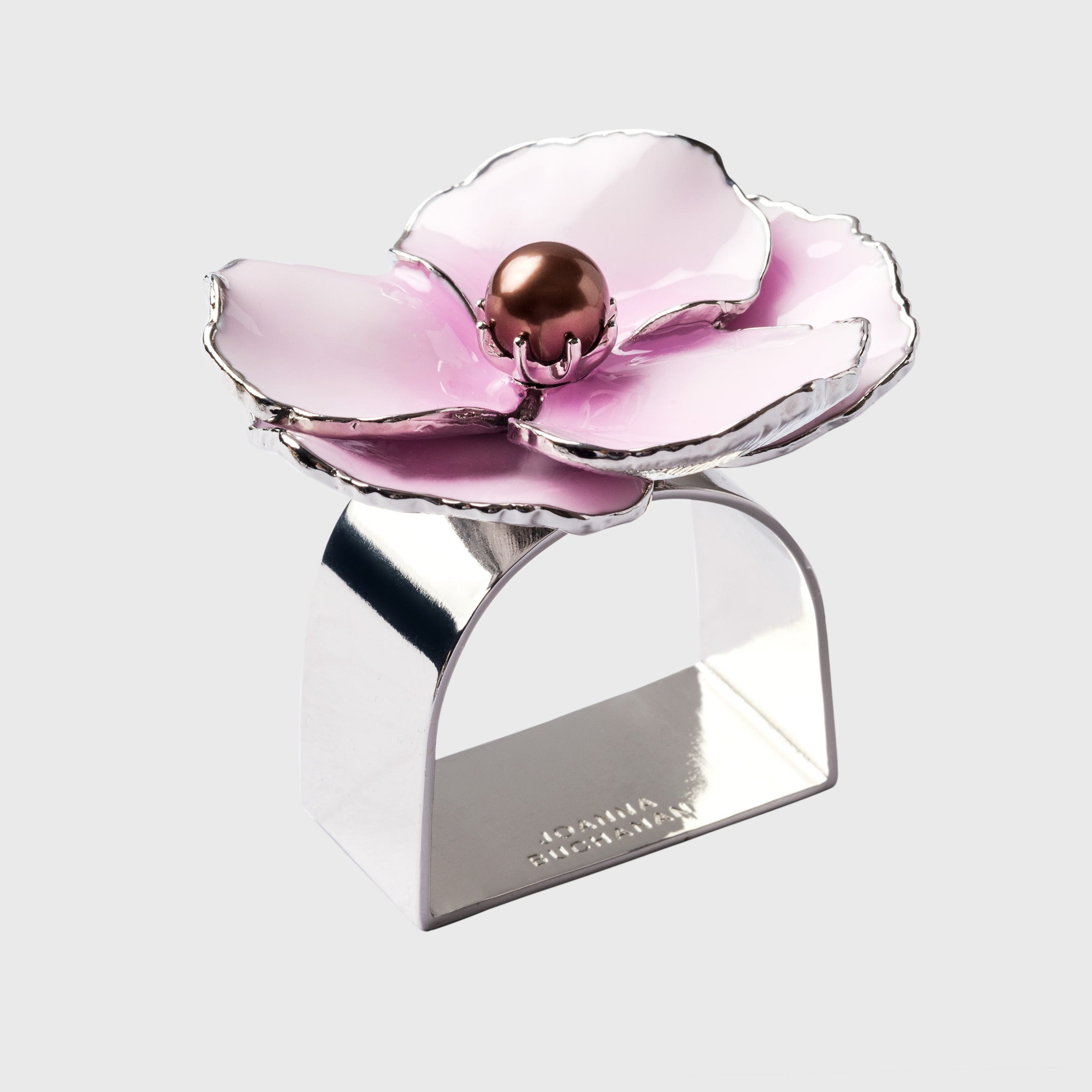 Enamel Flower Napkin Rings - Pink (Set of 4)