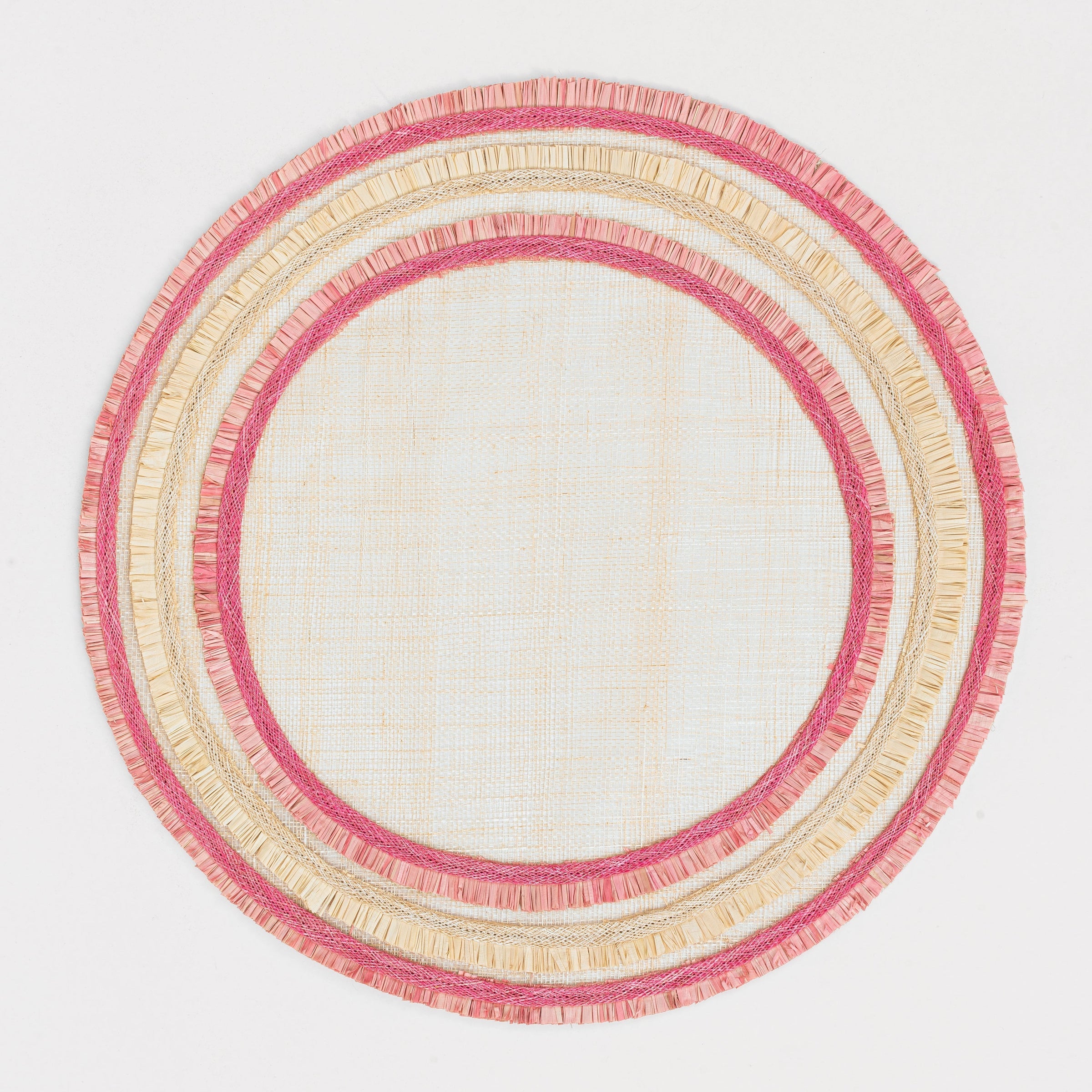 Ruffle Edge Straw Placemats - Pink (Set of 4)