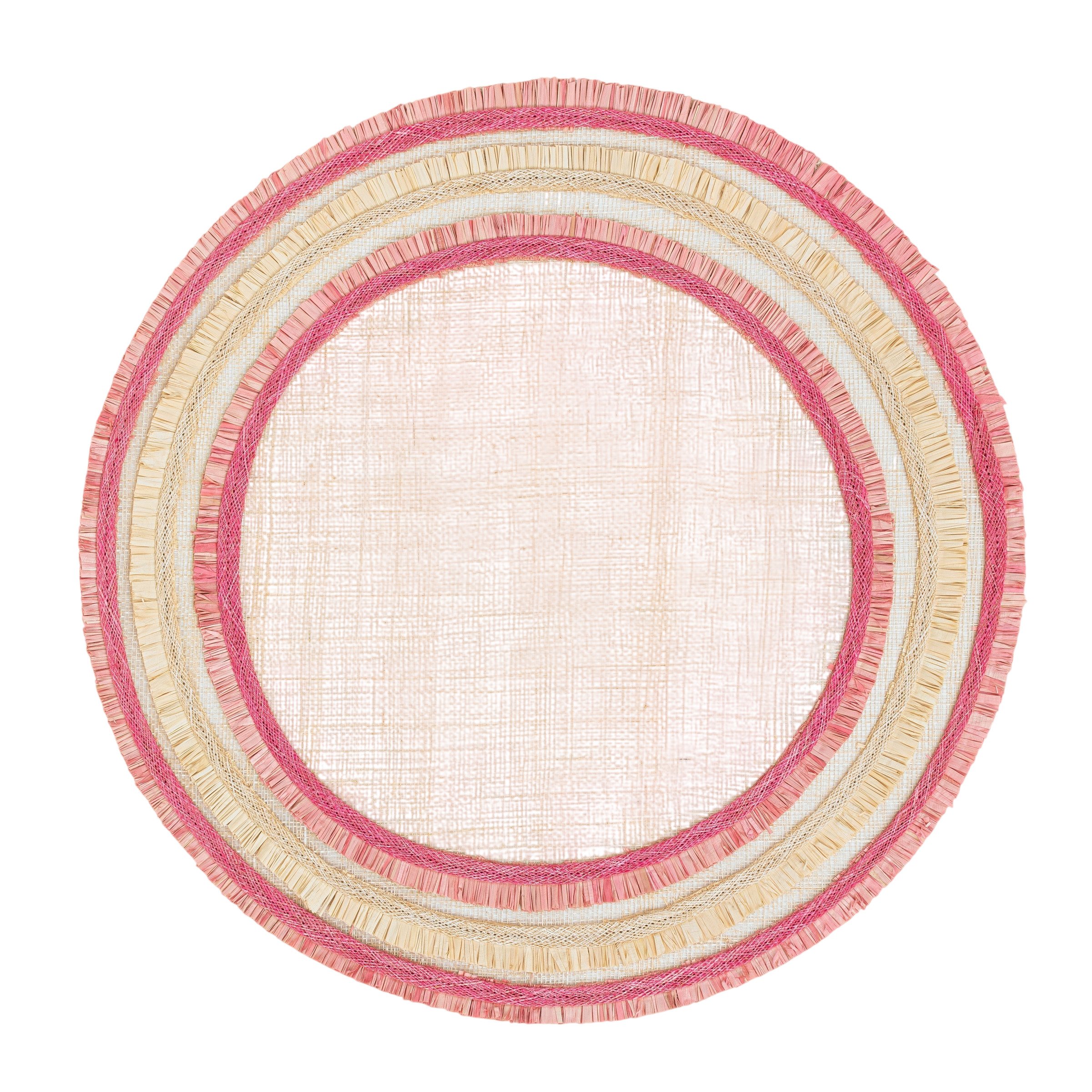 Ruffle Edge Straw Placemats - Pink (Set of 4)