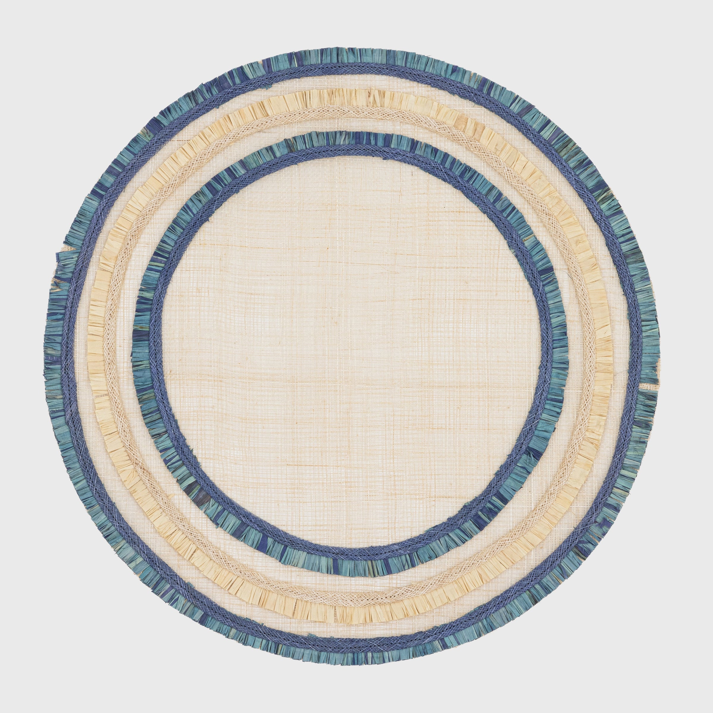 Ruffle Edge Straw Placemats - Indigo (Set of 4)