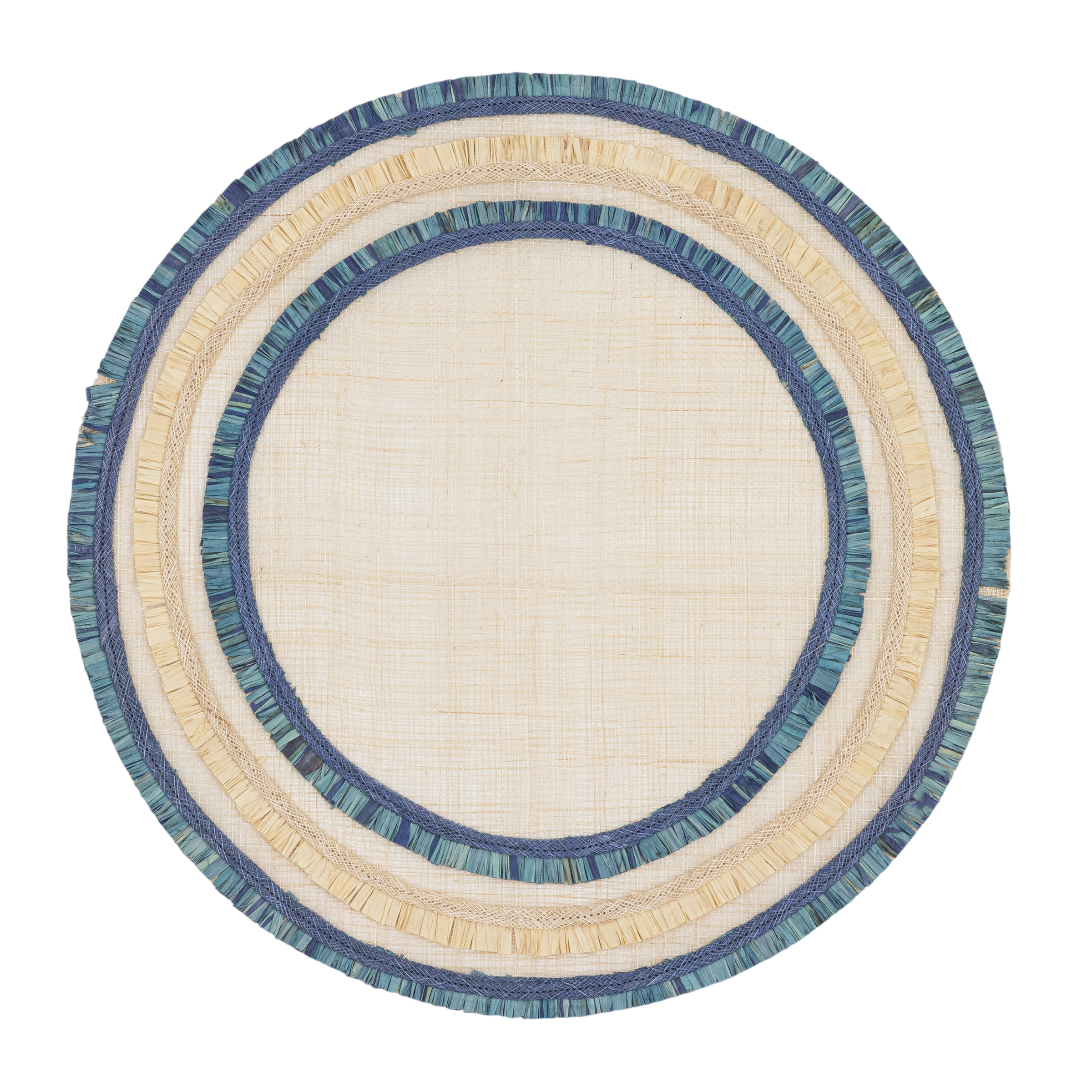 Ruffle Edge Straw Placemats - Indigo (Set of 4)