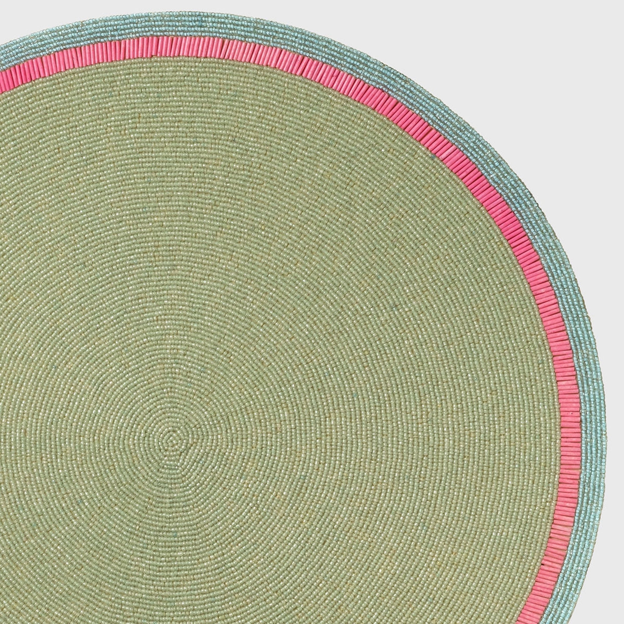 Bright Stripe Hand Beaded Placemat - Seafoam with Pink