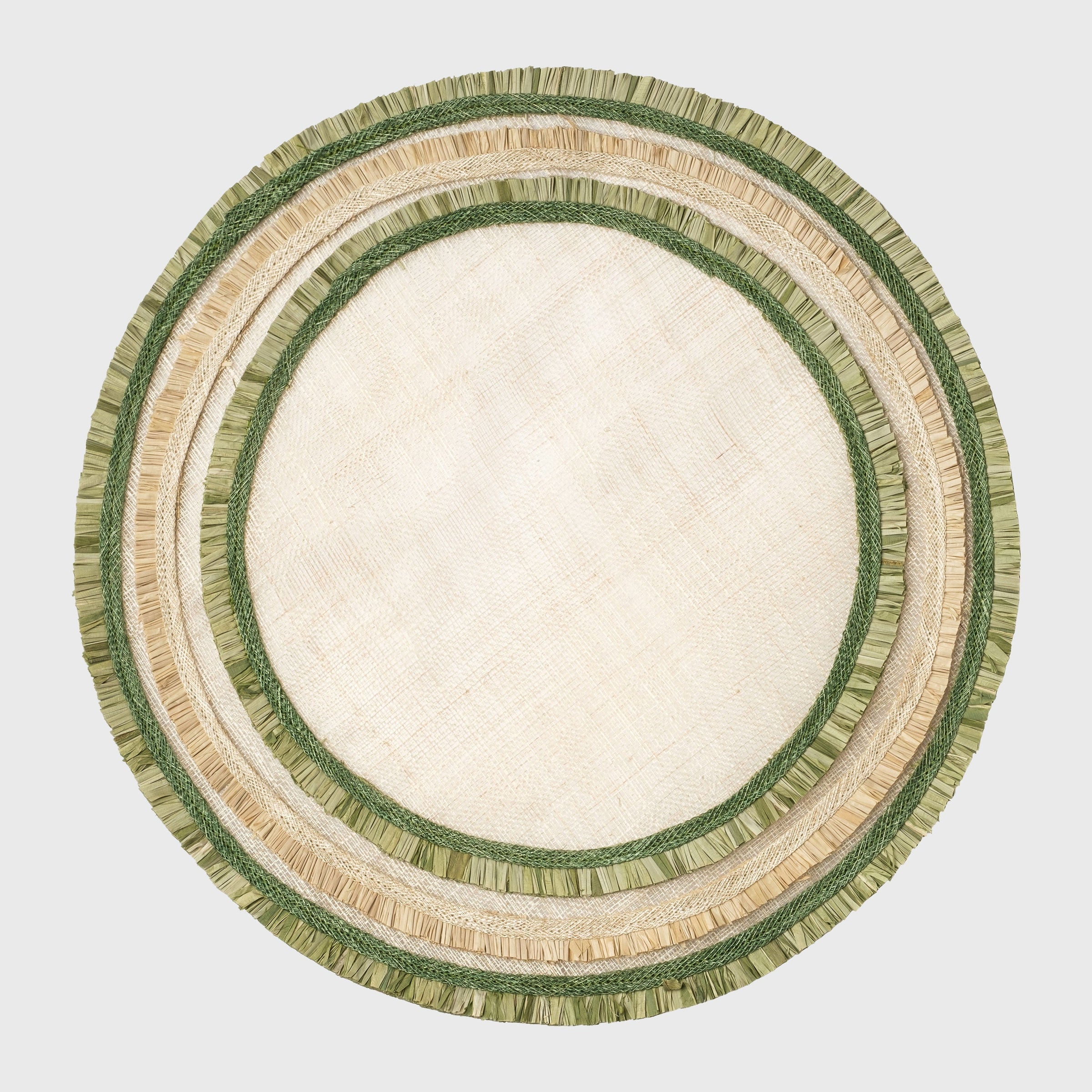 Ruffle Edge Straw Placemats - Green (Set of 4)