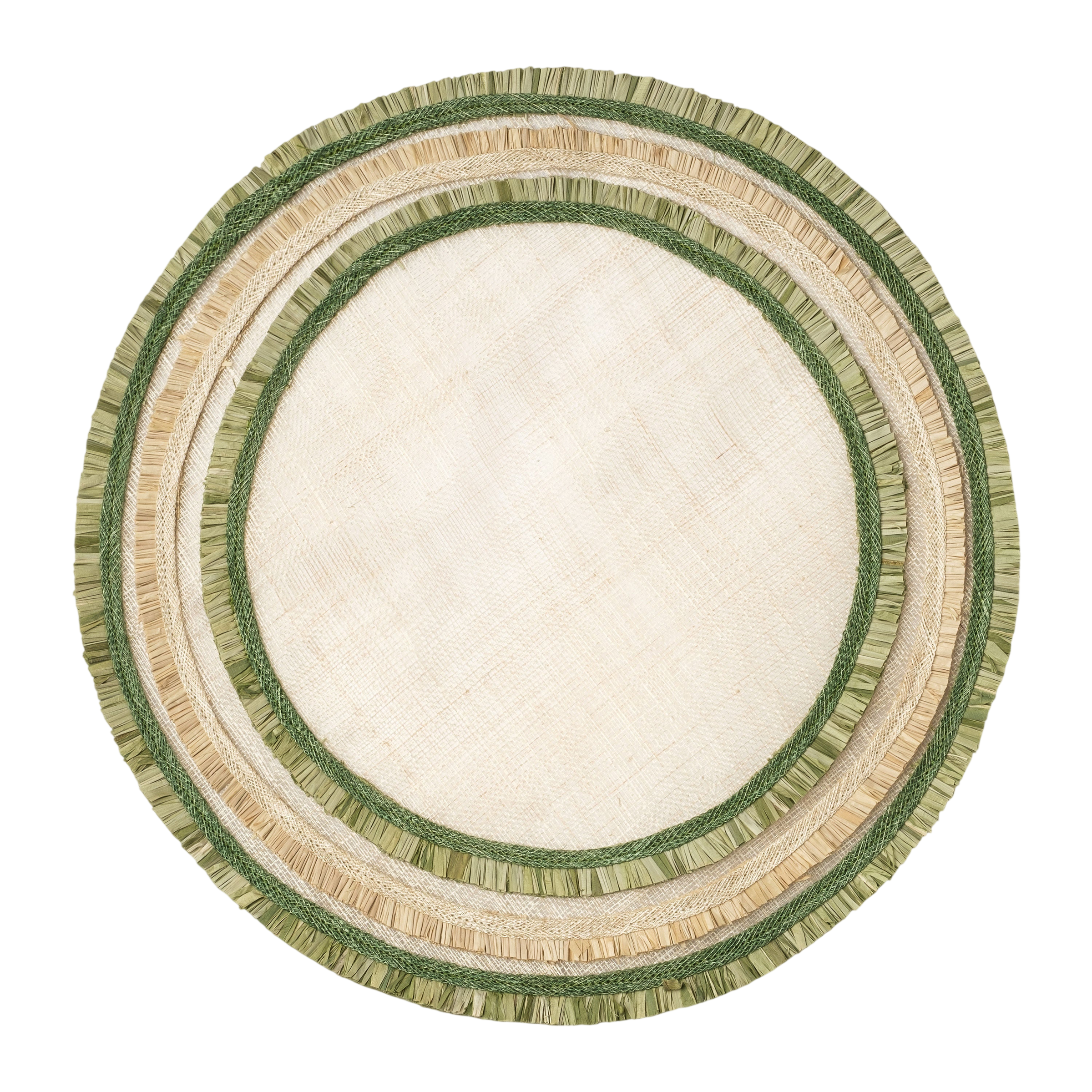 Ruffle Edge Straw Placemats - Green (Set of 4)
