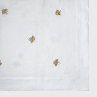 Embroidered Golden Bee Tablecloth - White