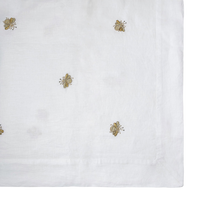 Embroidered Golden Bee Tablecloth - White
