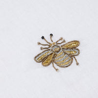 Embroidered Golden Bee Tablecloth - White
