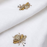 Embroidered Golden Bee Tablecloth - White