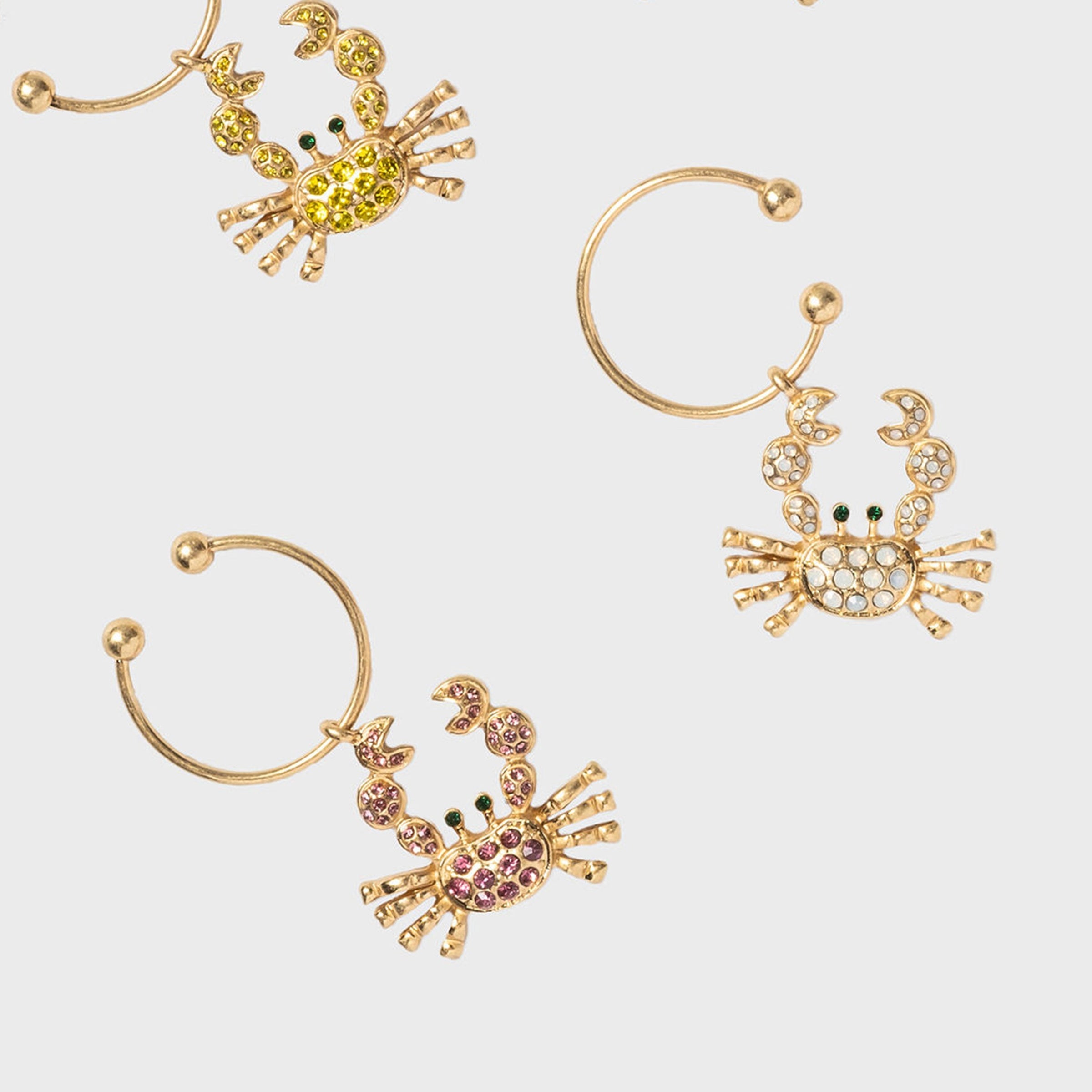 Crab Wine Charms - Rainbow