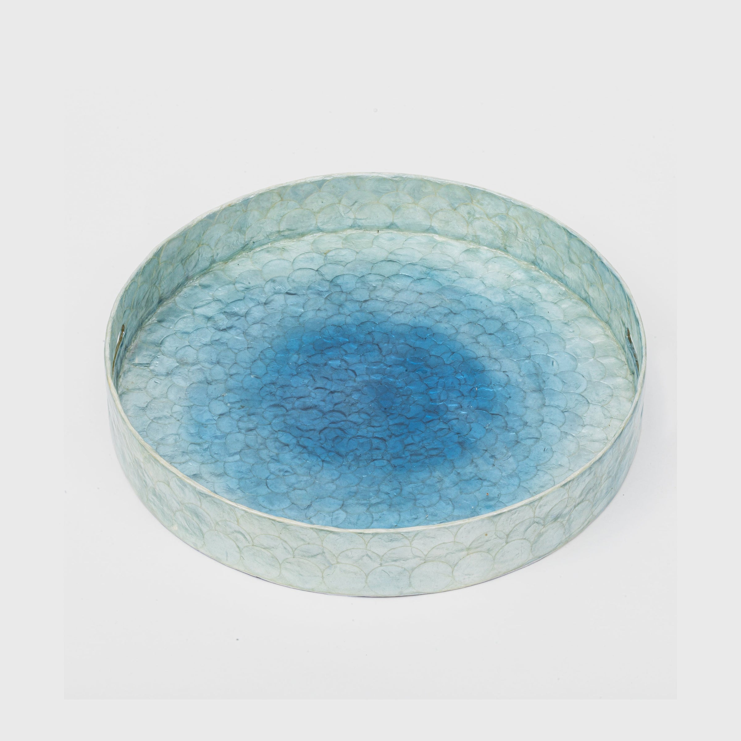 Large Ombre Capiz Tray - Blue