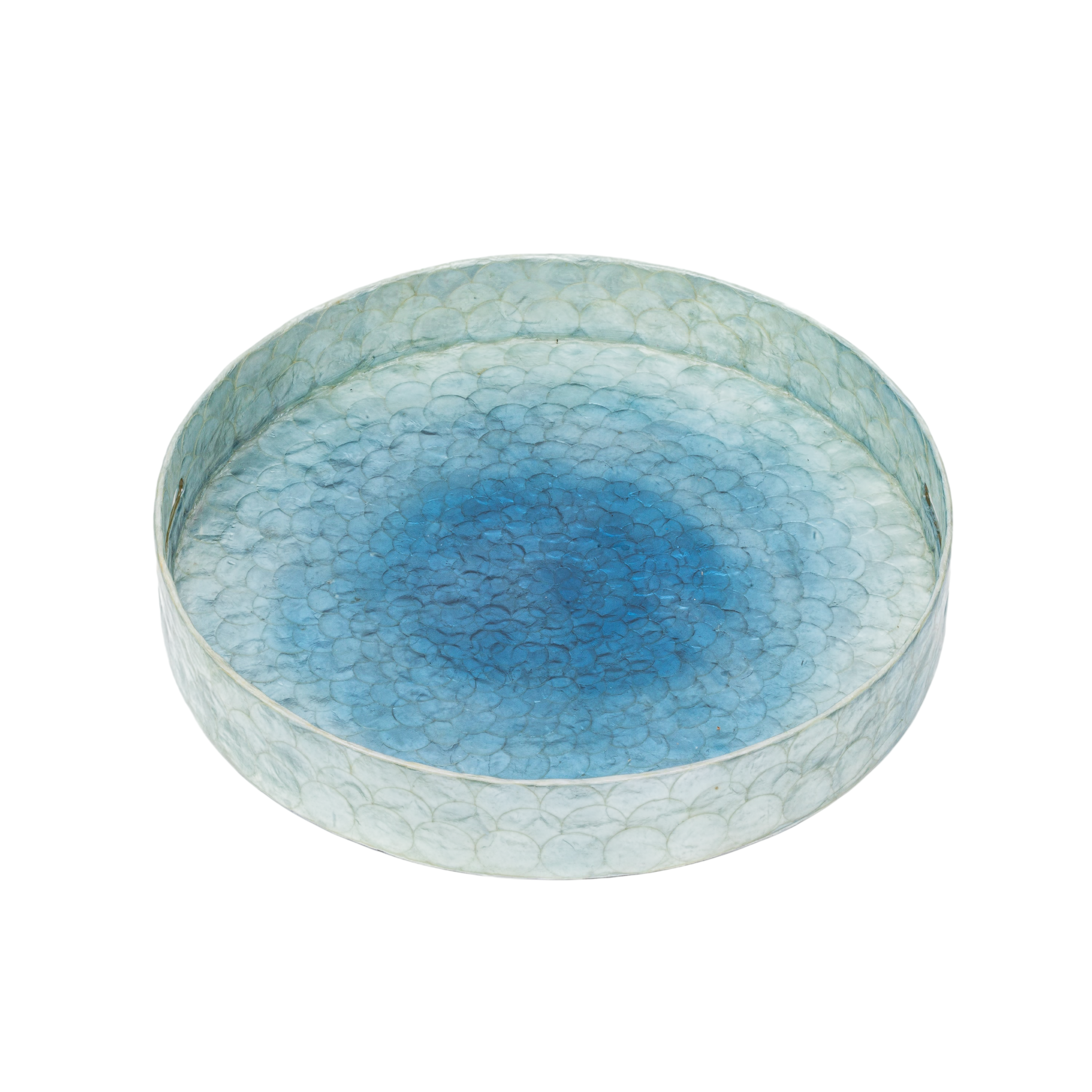 Large Ombre Capiz Tray - Blue