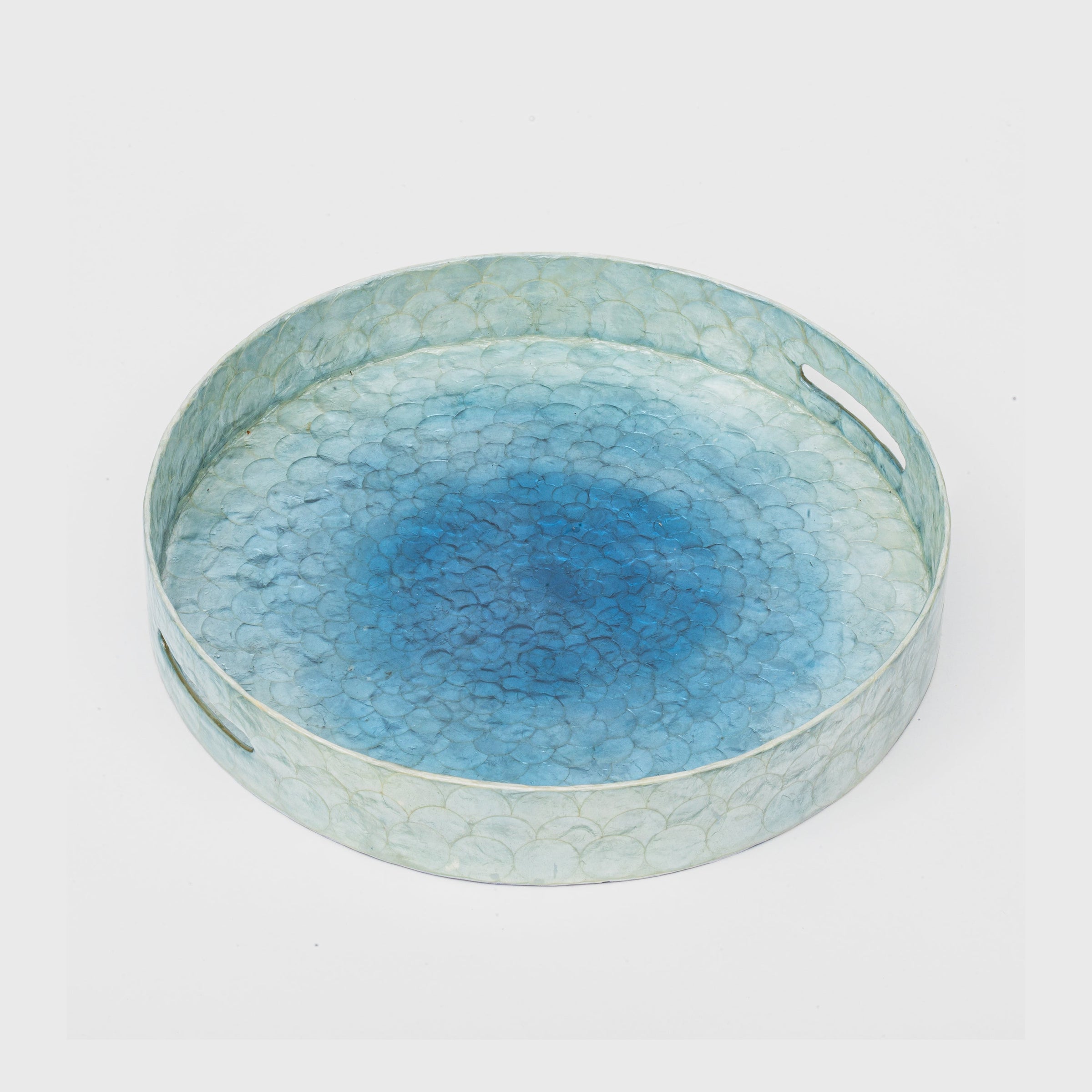 Large Ombre Capiz Tray - Blue