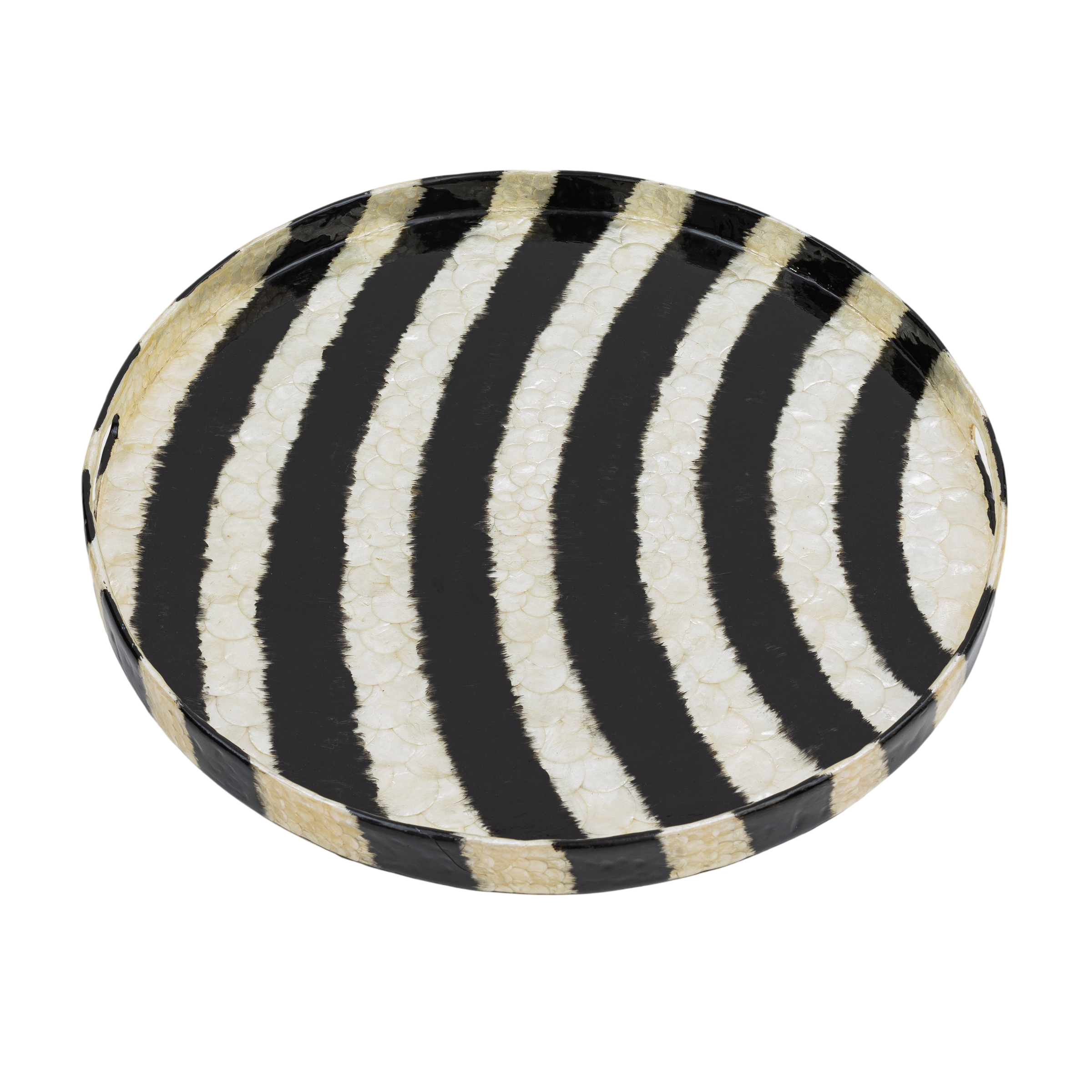 Extra Large Striped Capiz Tray - Black