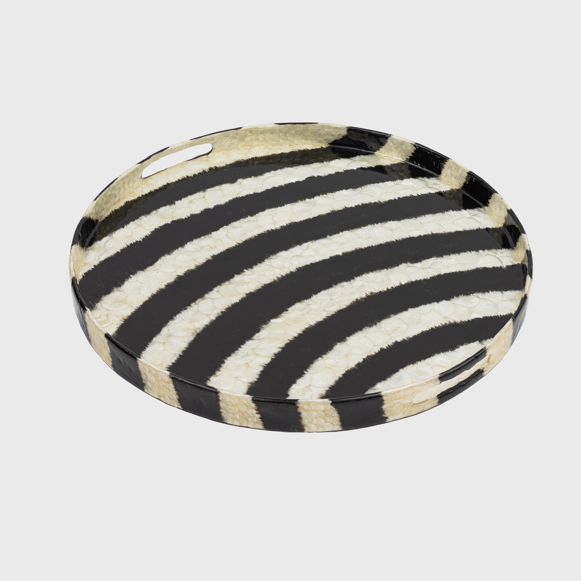 Extra Large Striped Capiz Tray - Black