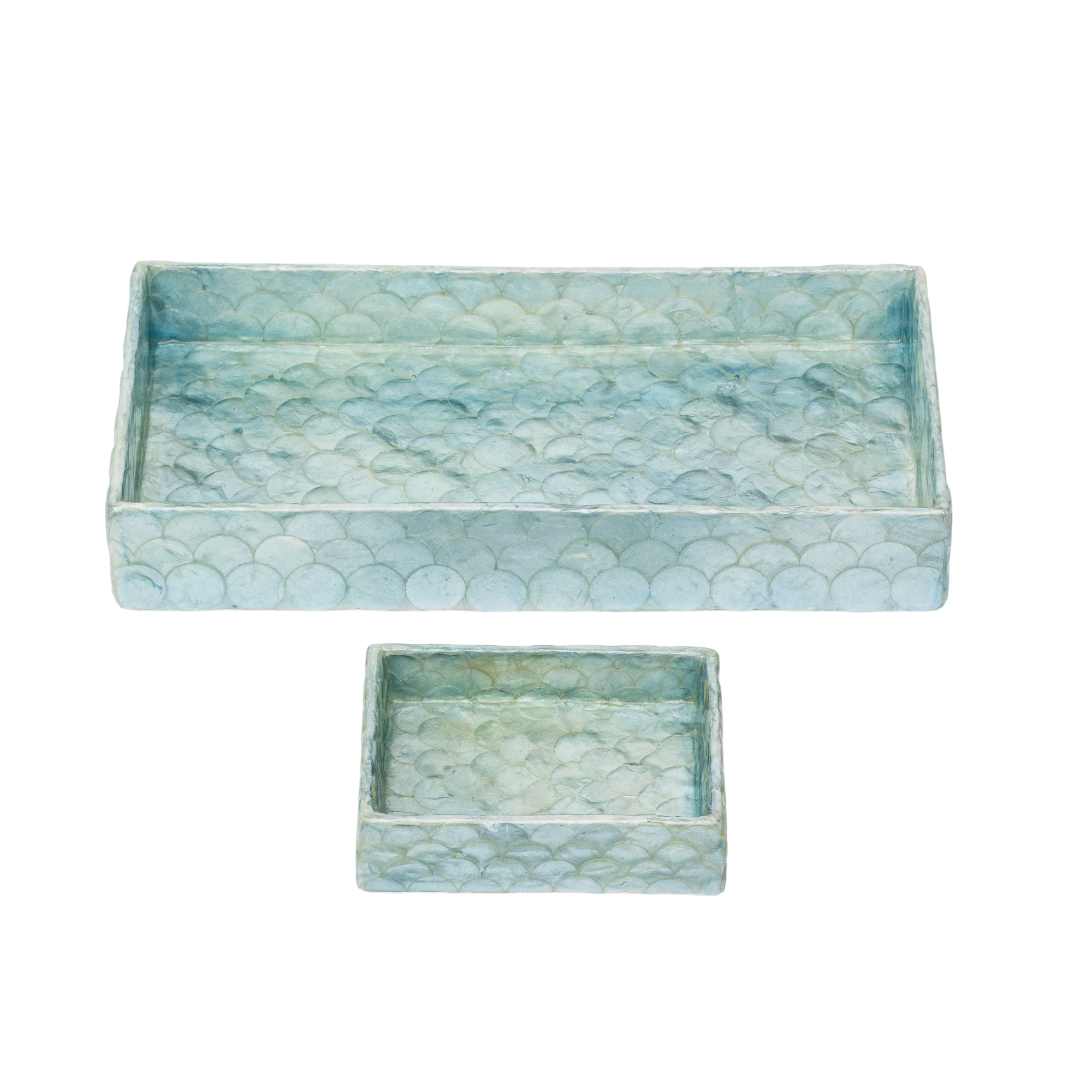 Capiz Trays - Aqua Blue (Set of 2)