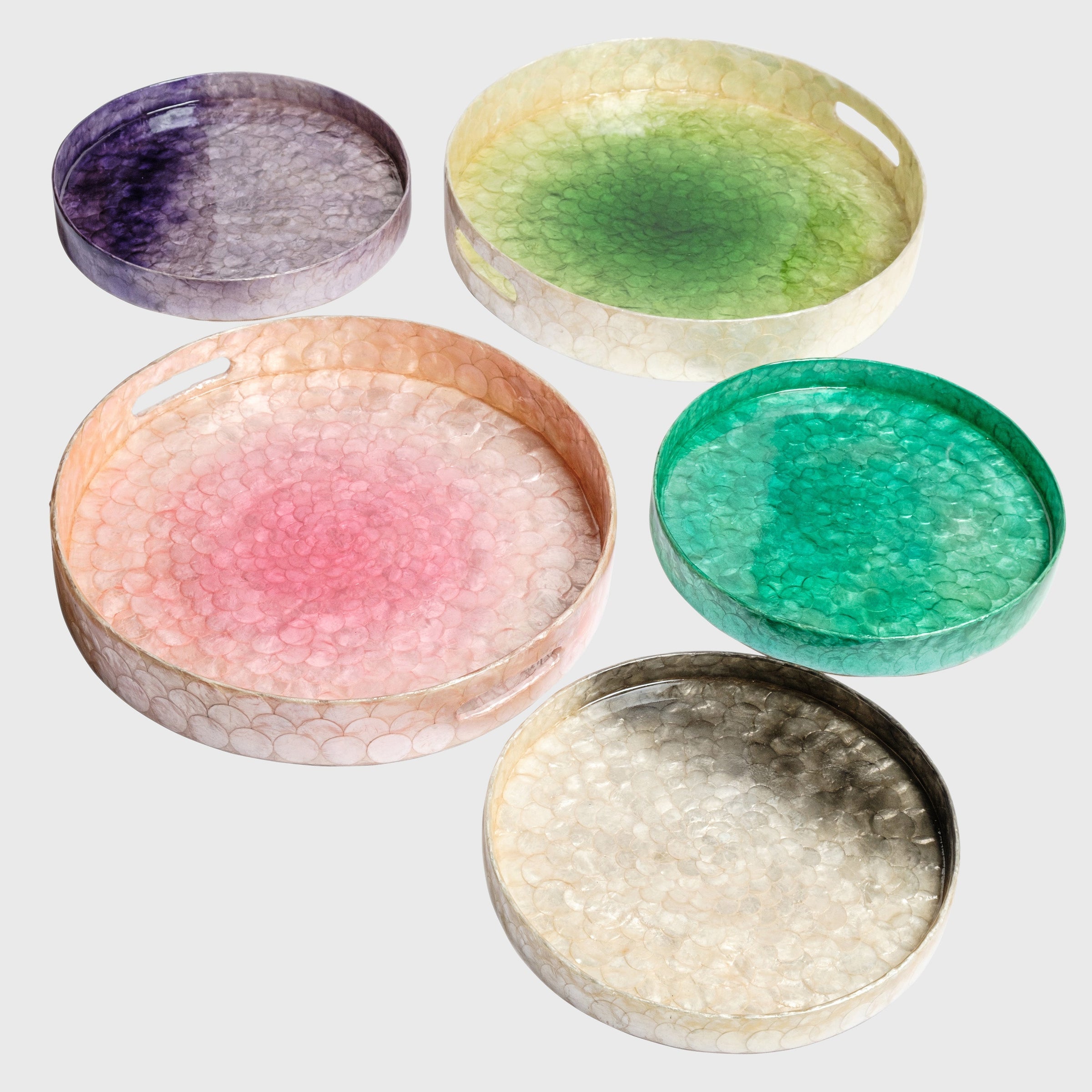 Large Ombre Capiz Tray - Pink