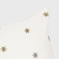 Embroidered Star Pillow - Cream Cotton Velvet