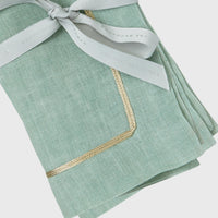 Gold Trim Dinner Napkins - Seafoam (Set of 2)
