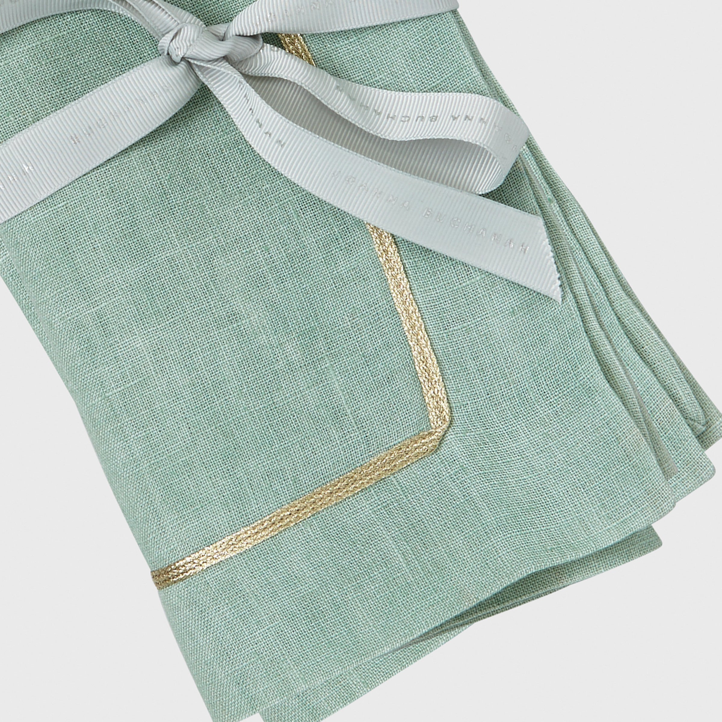 Gold Trim Dinner Napkins - Seafoam (Set of 2)