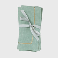 Gold Trim Dinner Napkins - Seafoam (Set of 2)