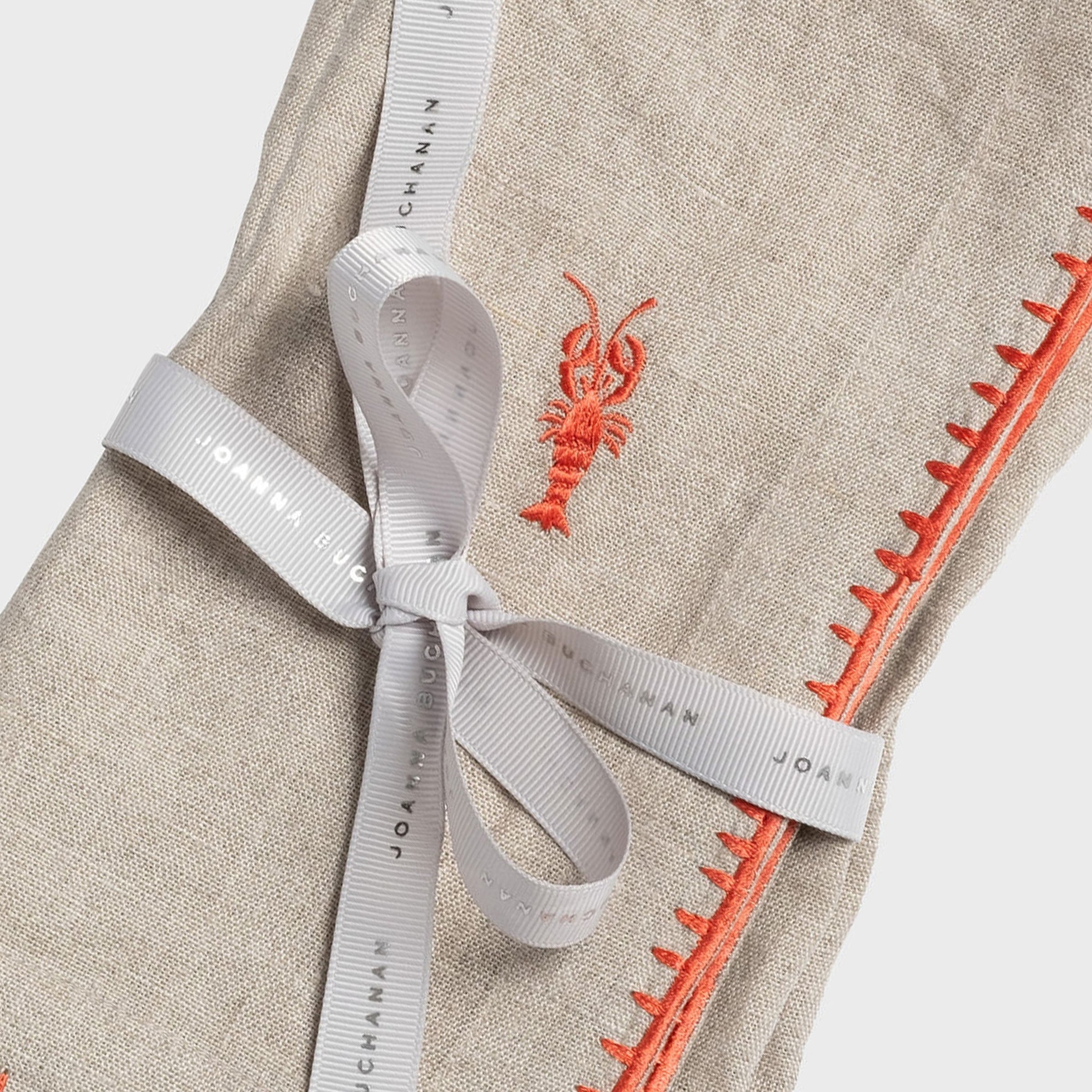 Lobster Embroidered Dinner Napkins - Flax (Set of 2)