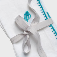 Shell Embroidered Dinner Napkins - White (Set of 2)