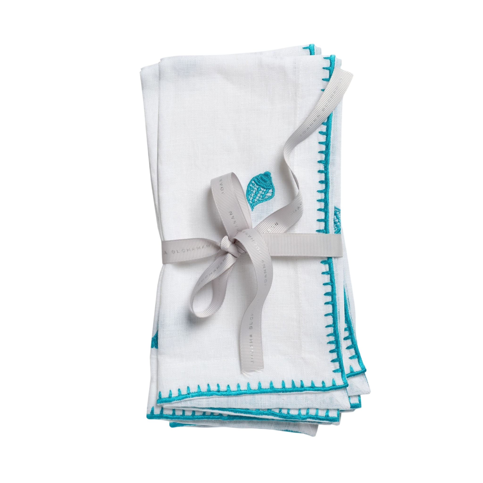 Shell Embroidered Dinner Napkins - White (Set of 2)