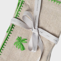 Palm Tree Embroidered Dinner Napkins - Flax (Set of 2)