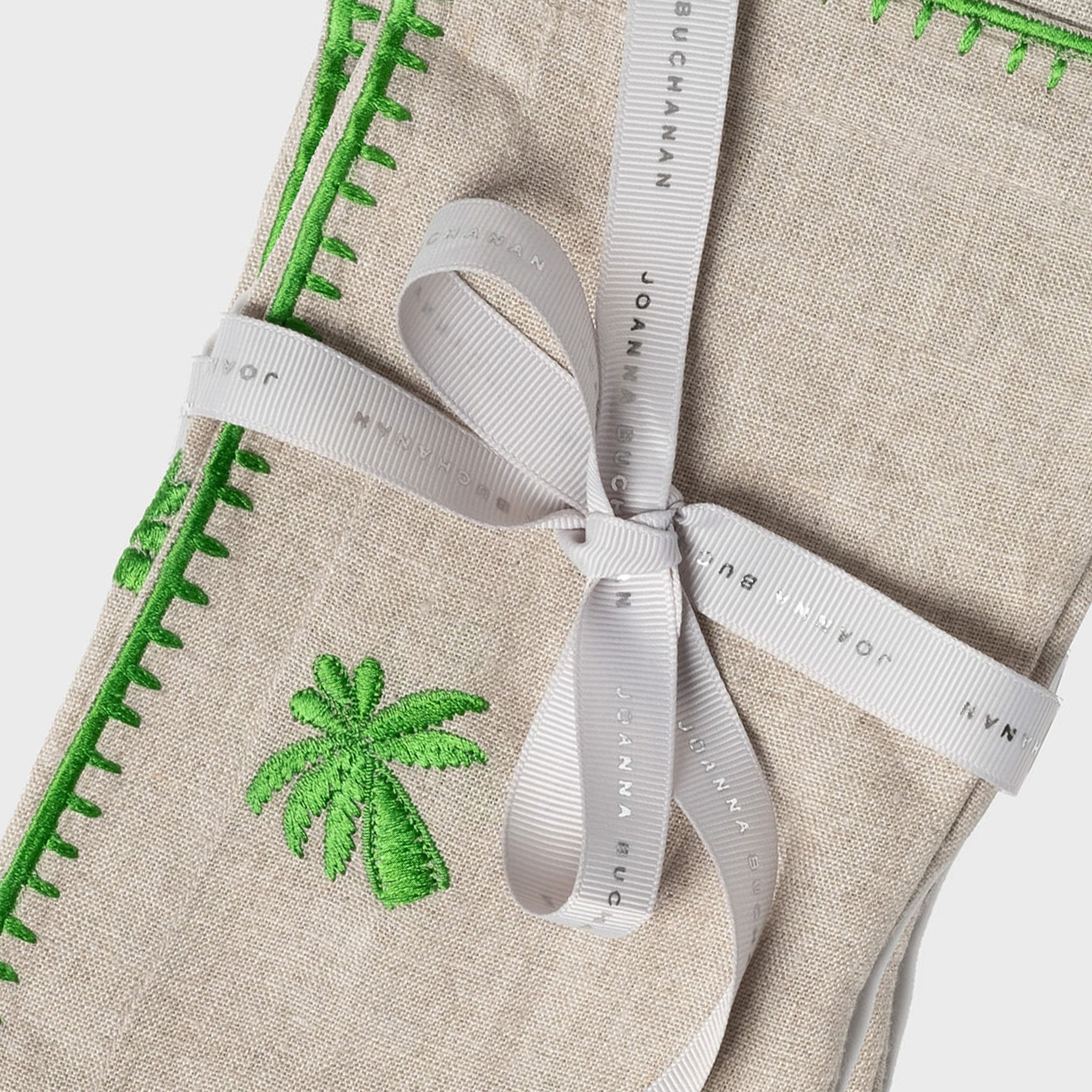 Palm Tree Embroidered Dinner Napkins - Flax (Set of 2)
