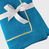 Gold Trim Dinner Napkins - Turquoise (Set of 2)