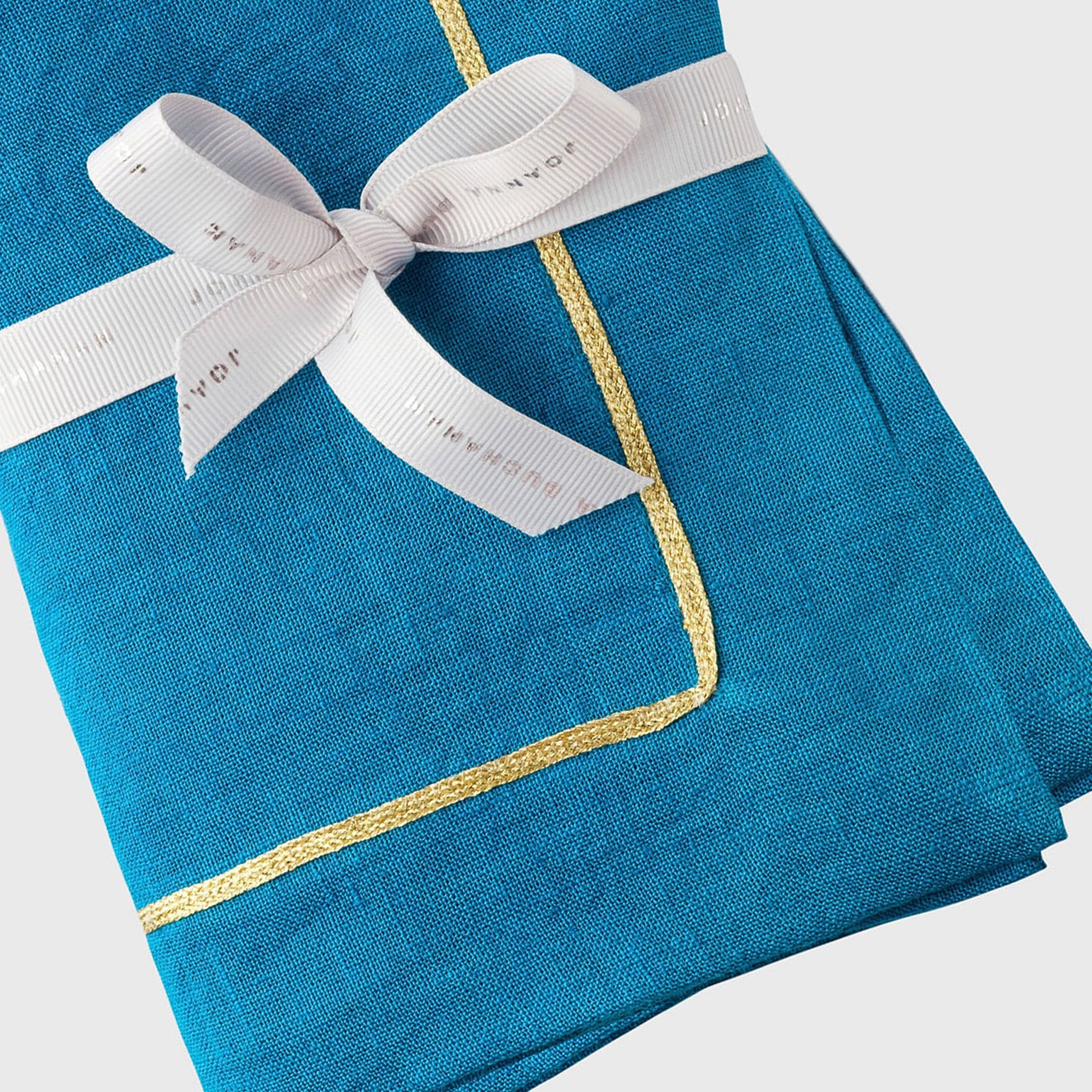 Gold Trim Dinner Napkins - Turquoise (Set of 2)