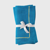 Gold Trim Dinner Napkins - Turquoise (Set of 2)