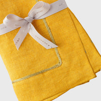 Gold Trim Dinner Napkins - Yellow (Set of 2)