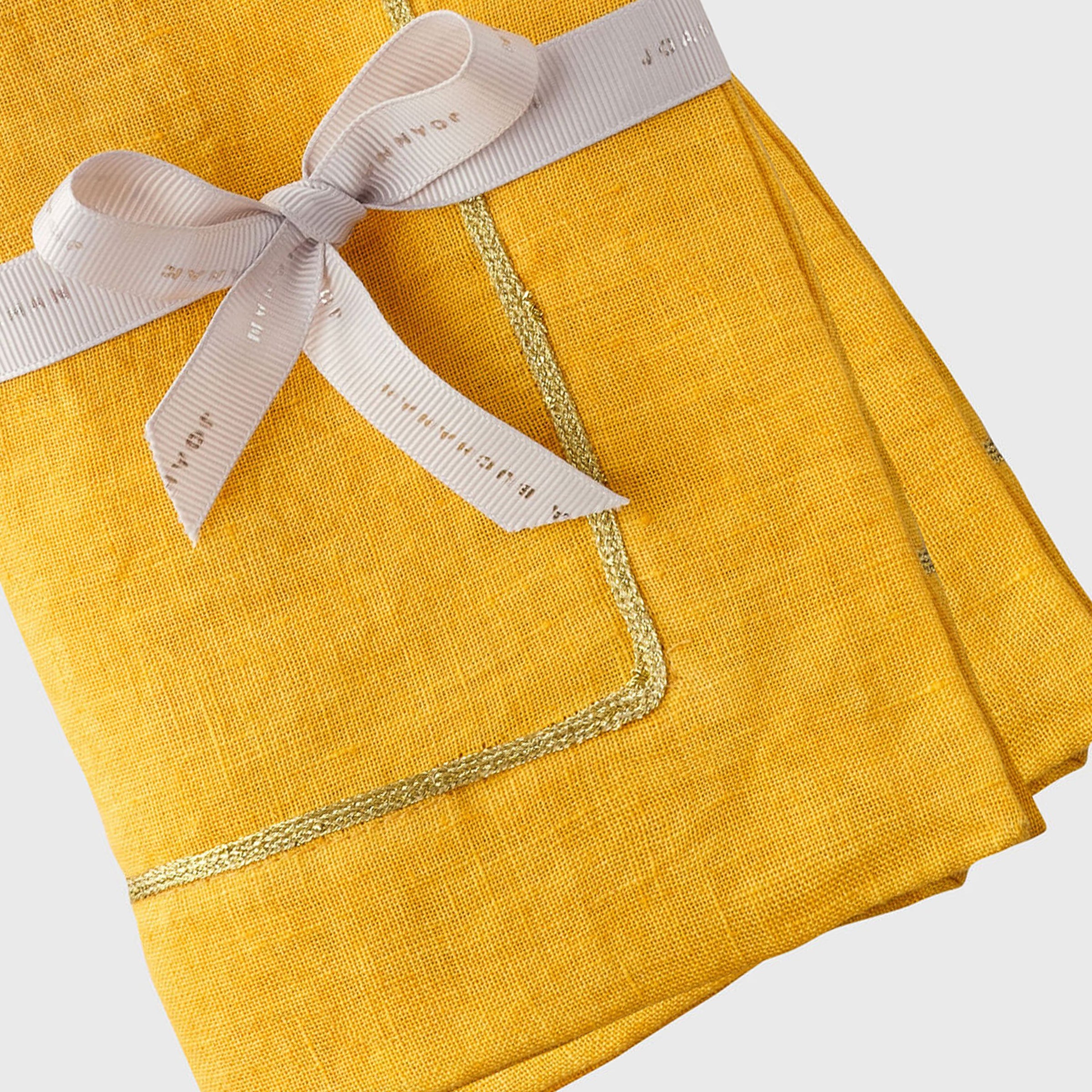 Gold Trim Dinner Napkins - Yellow (Set of 2)